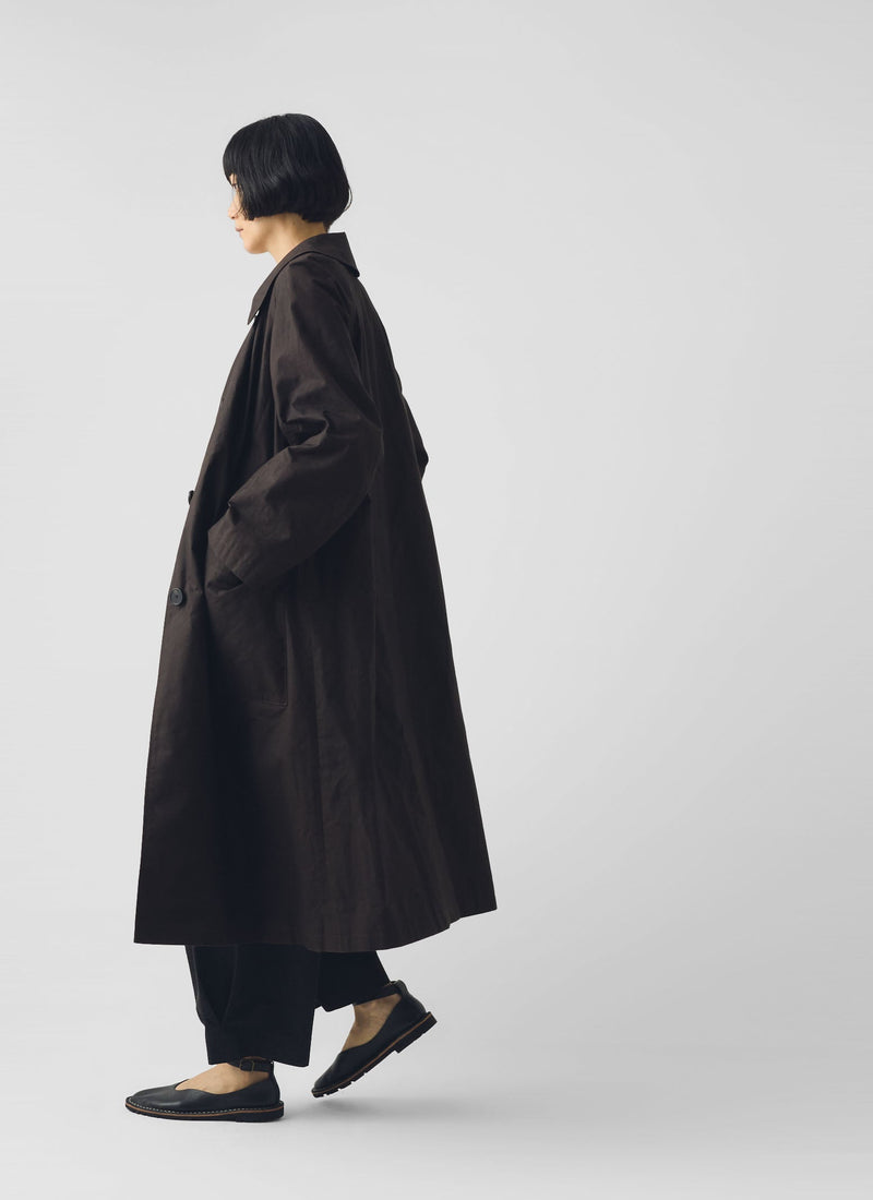 Frankie Waxed Cotton Raglan Coat | Chocolate