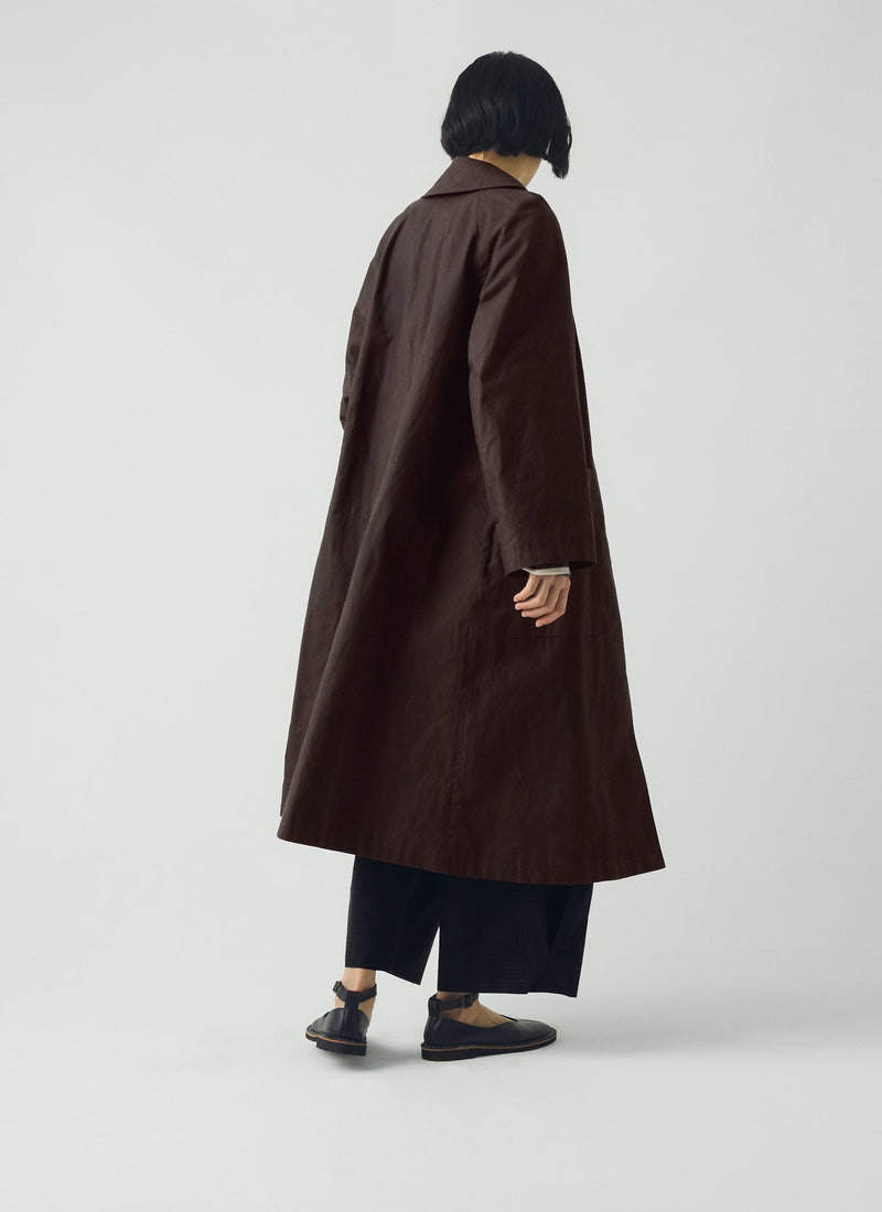 Frankie Waxed Cotton Raglan Coat | Chocolate