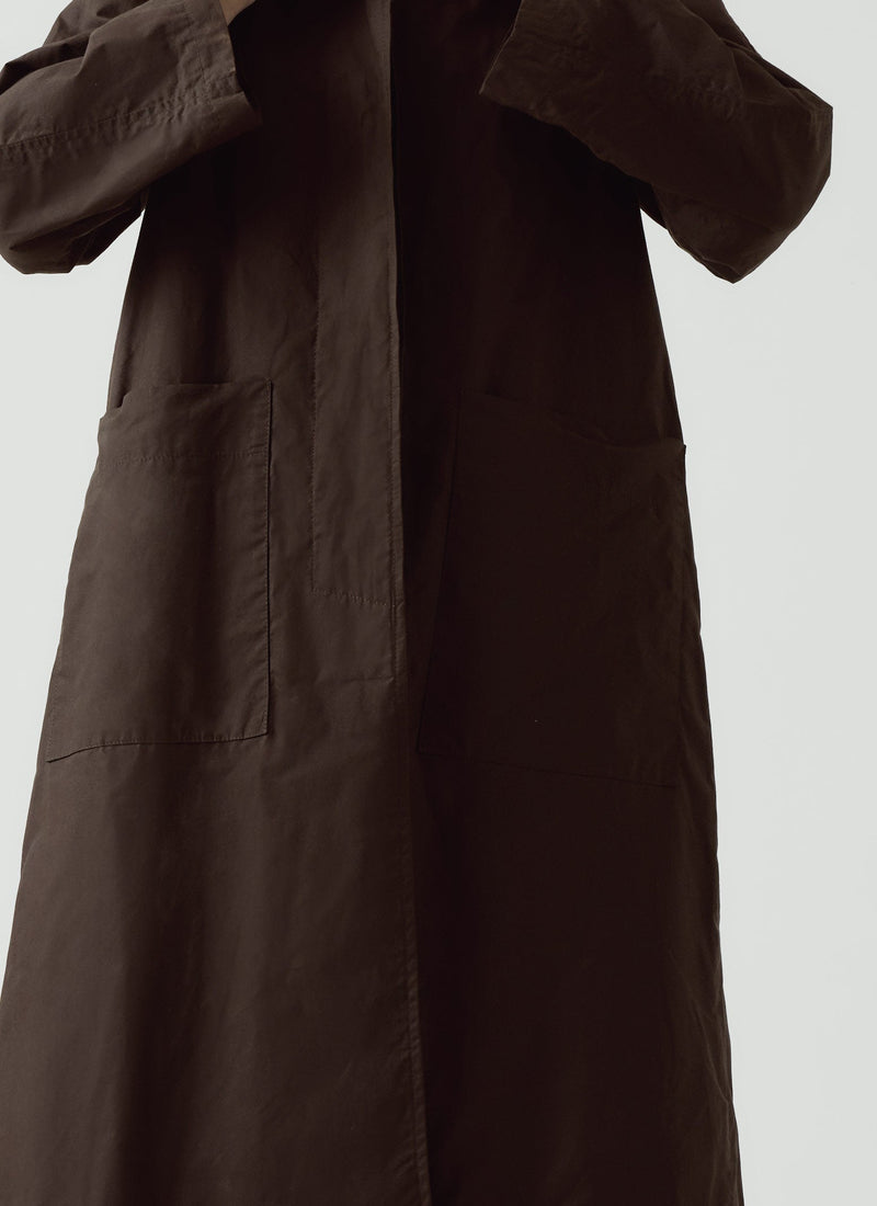 Frankie Waxed Cotton Raglan Coat | Chocolate