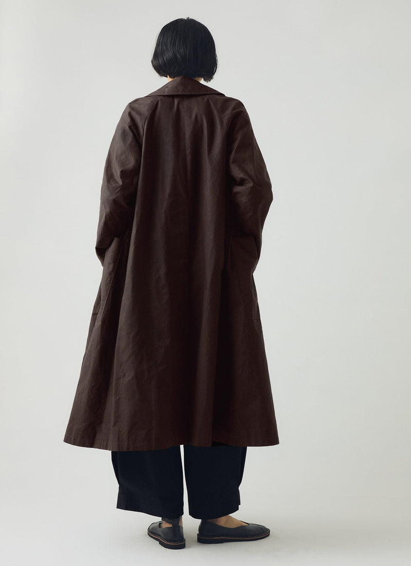 Frankie Waxed Cotton Raglan Coat | Chocolate