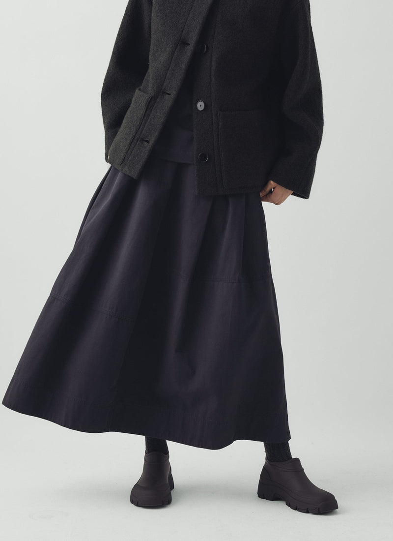 Boiled Wool Short Coat | Dark Olive
