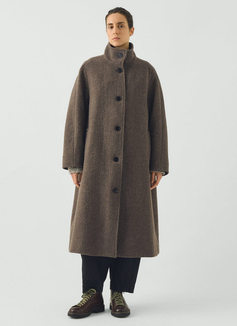 Boiled Wool Cocoon Coat | Mole