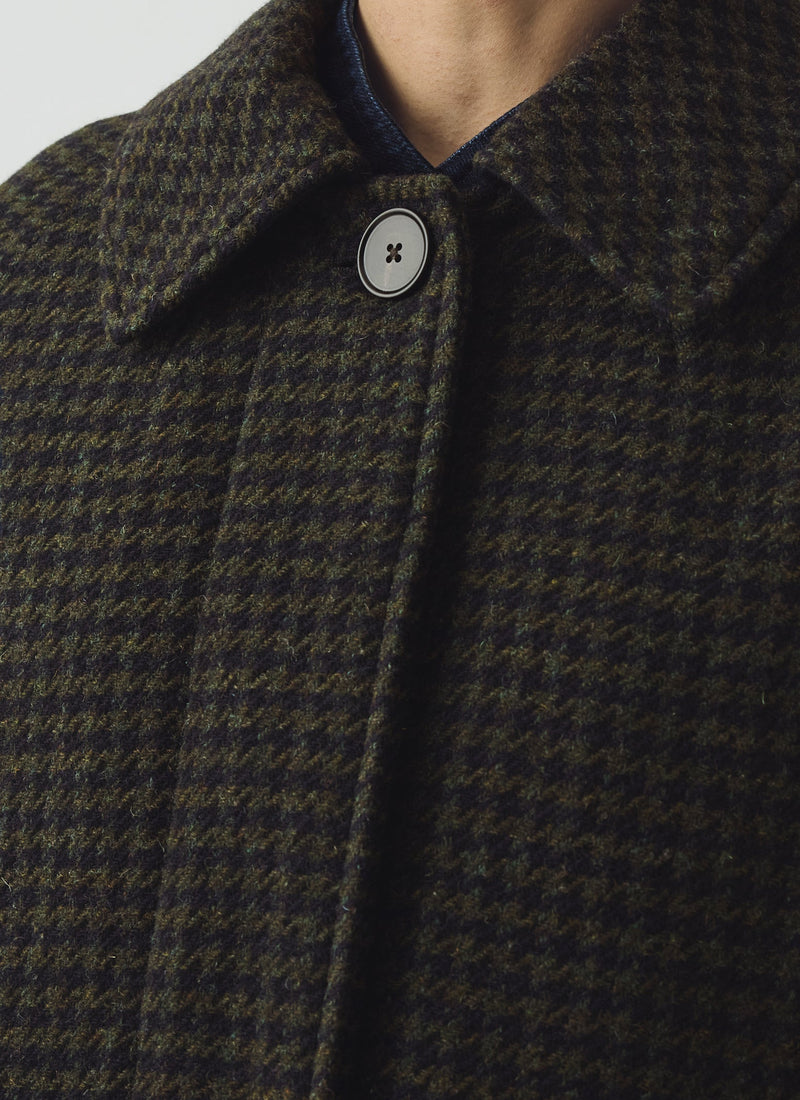 Frankie Check Wool Raglan Coat | Olive/Black