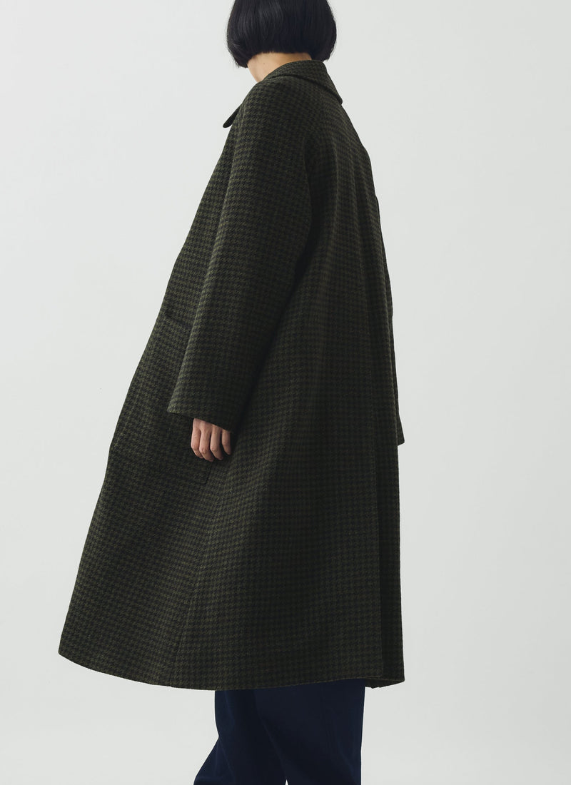 Frankie Check Wool Raglan Coat | Olive/Black