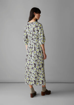 Rounded Sleeve Painted Daisy Dress | Billi Flower Yellow