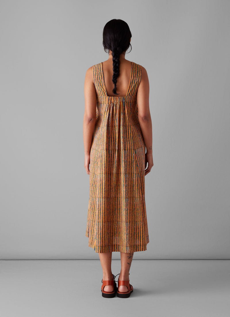 Stripe Block Print Cotton Dress | Poppy