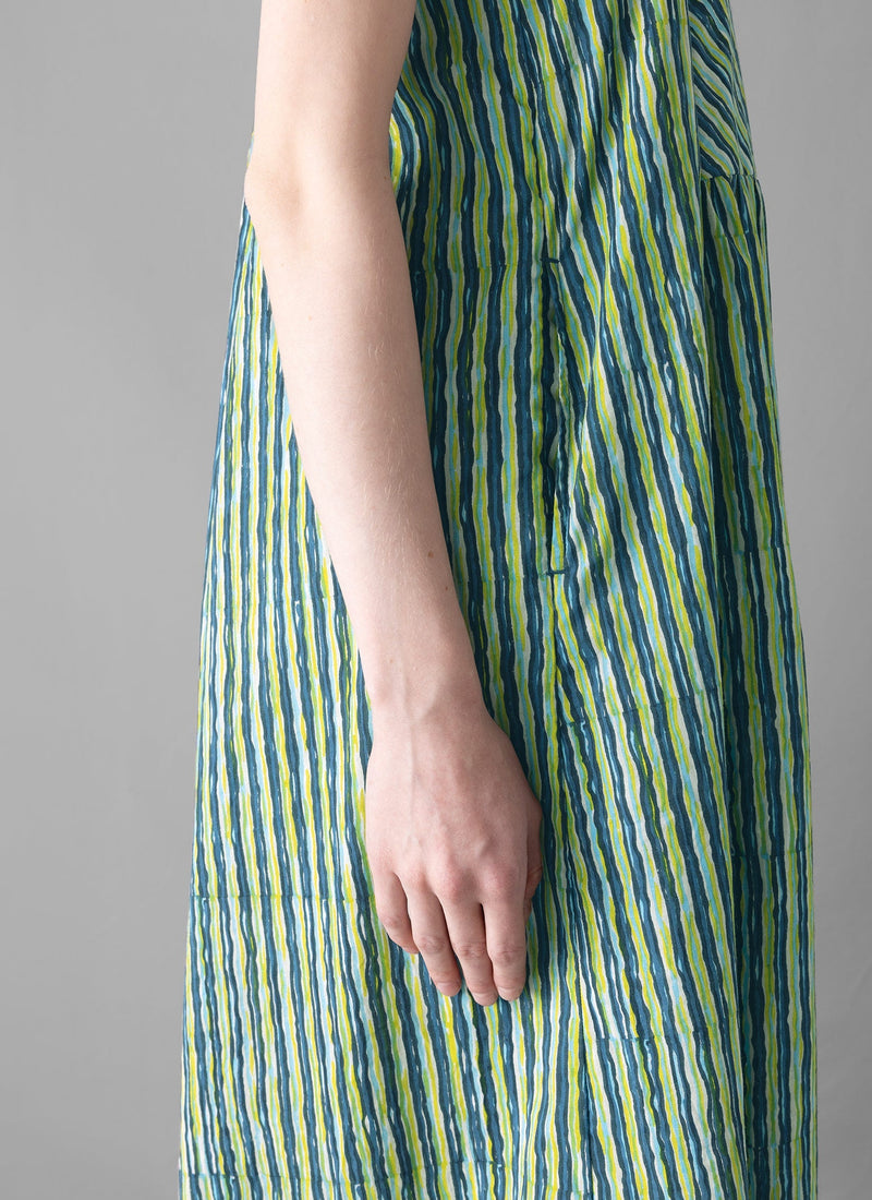 Stripe Block Print Cotton Dress | Greengage