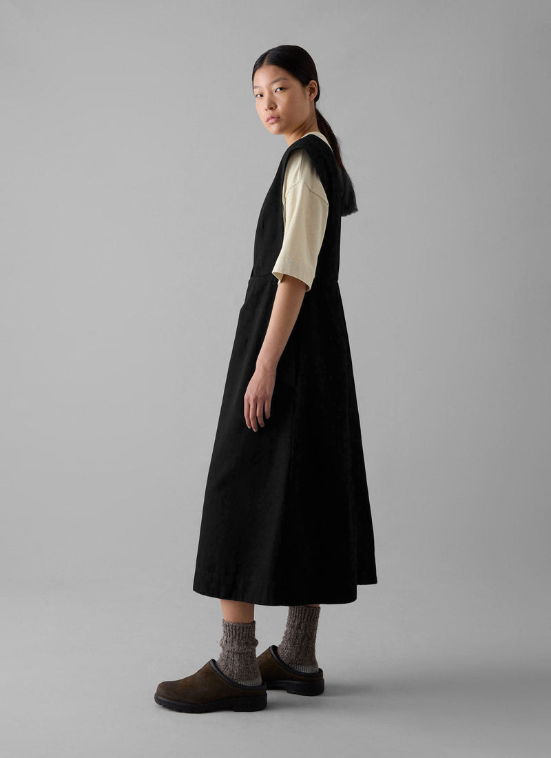 Denim Pinafore Dress | Black