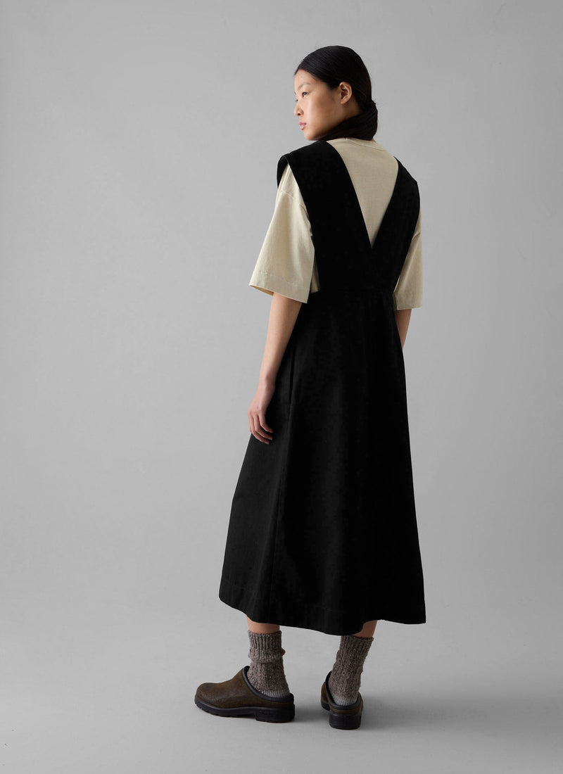 Denim Pinafore Dress | Black