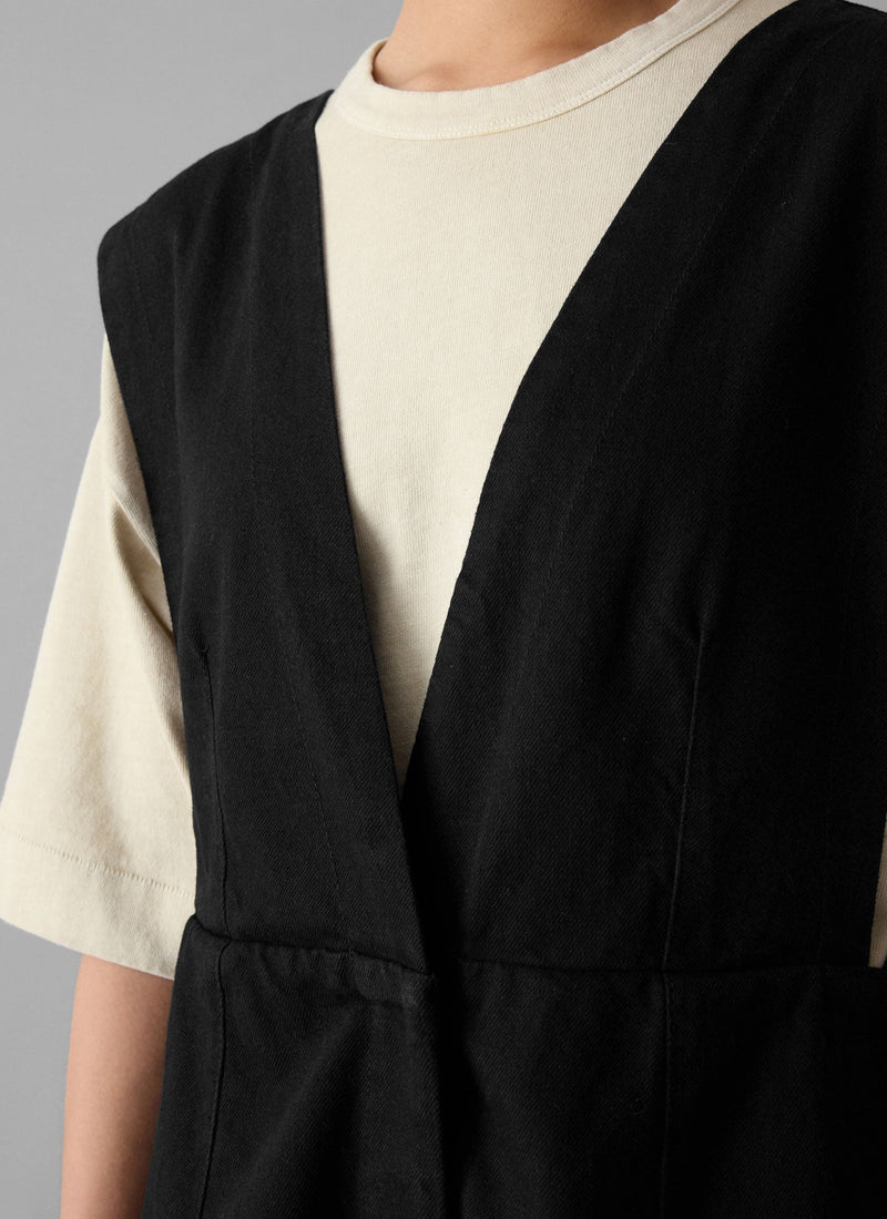 Denim Pinafore Dress | Black