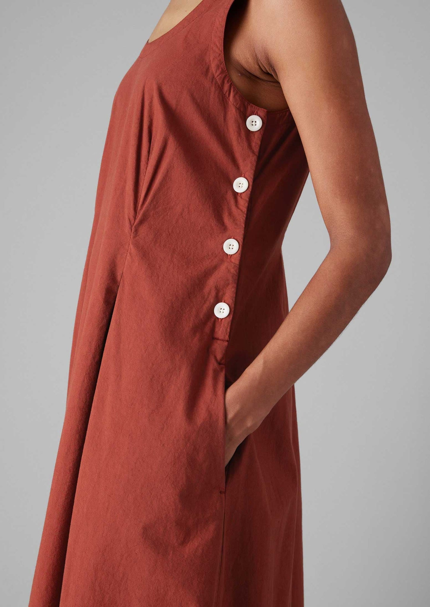 Cotton Poplin Sun Dress | Brick
