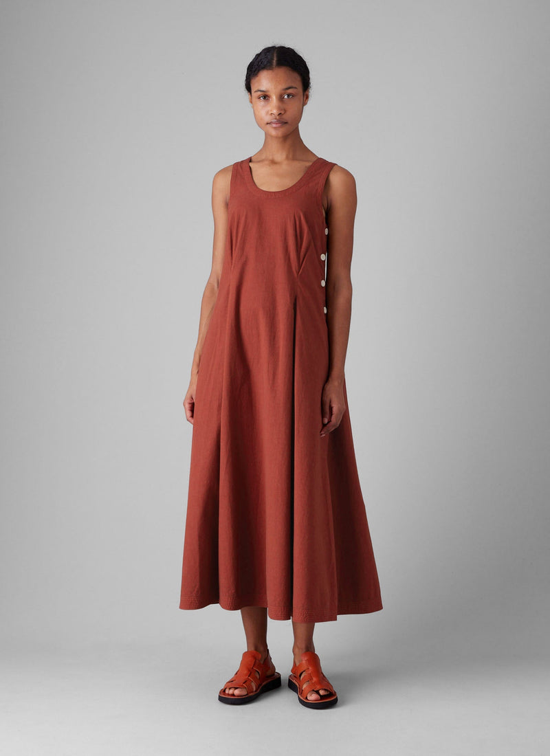 Cotton Poplin Sun Dress | Brick