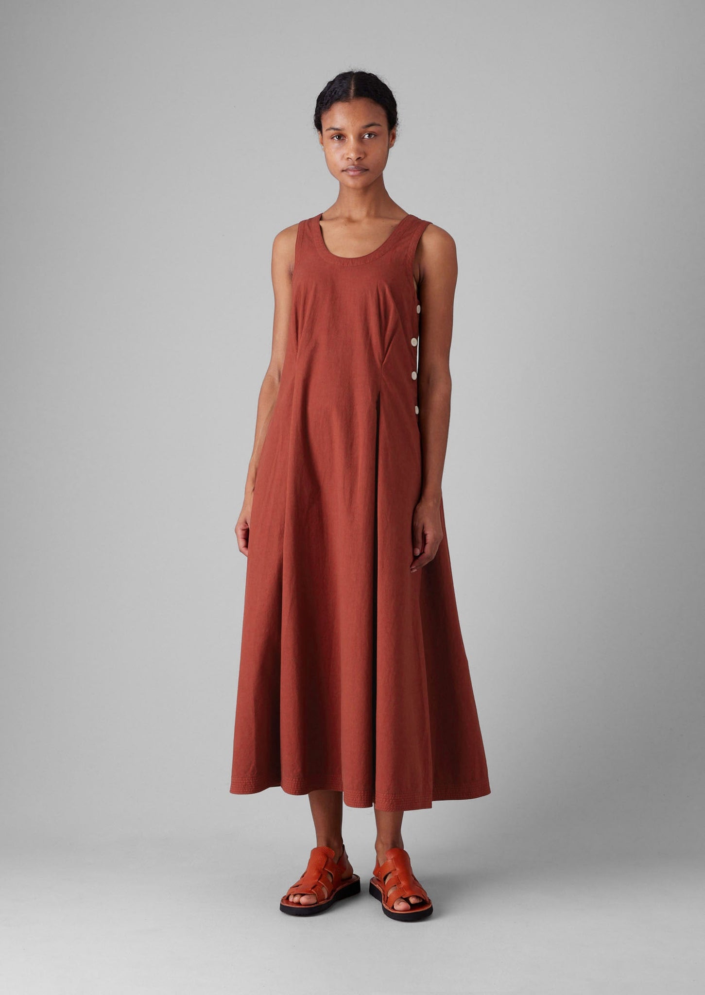Cotton Poplin Sun Dress | Brick