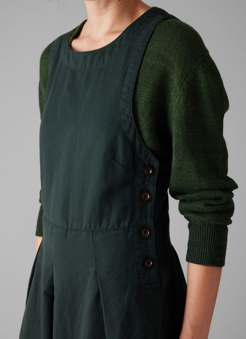 Cotton Linen Twill Pinafore Dress | Pine