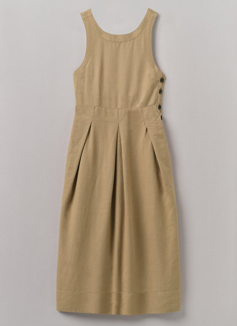 Cotton Linen Twill Pinafore Dress | Ash Brown