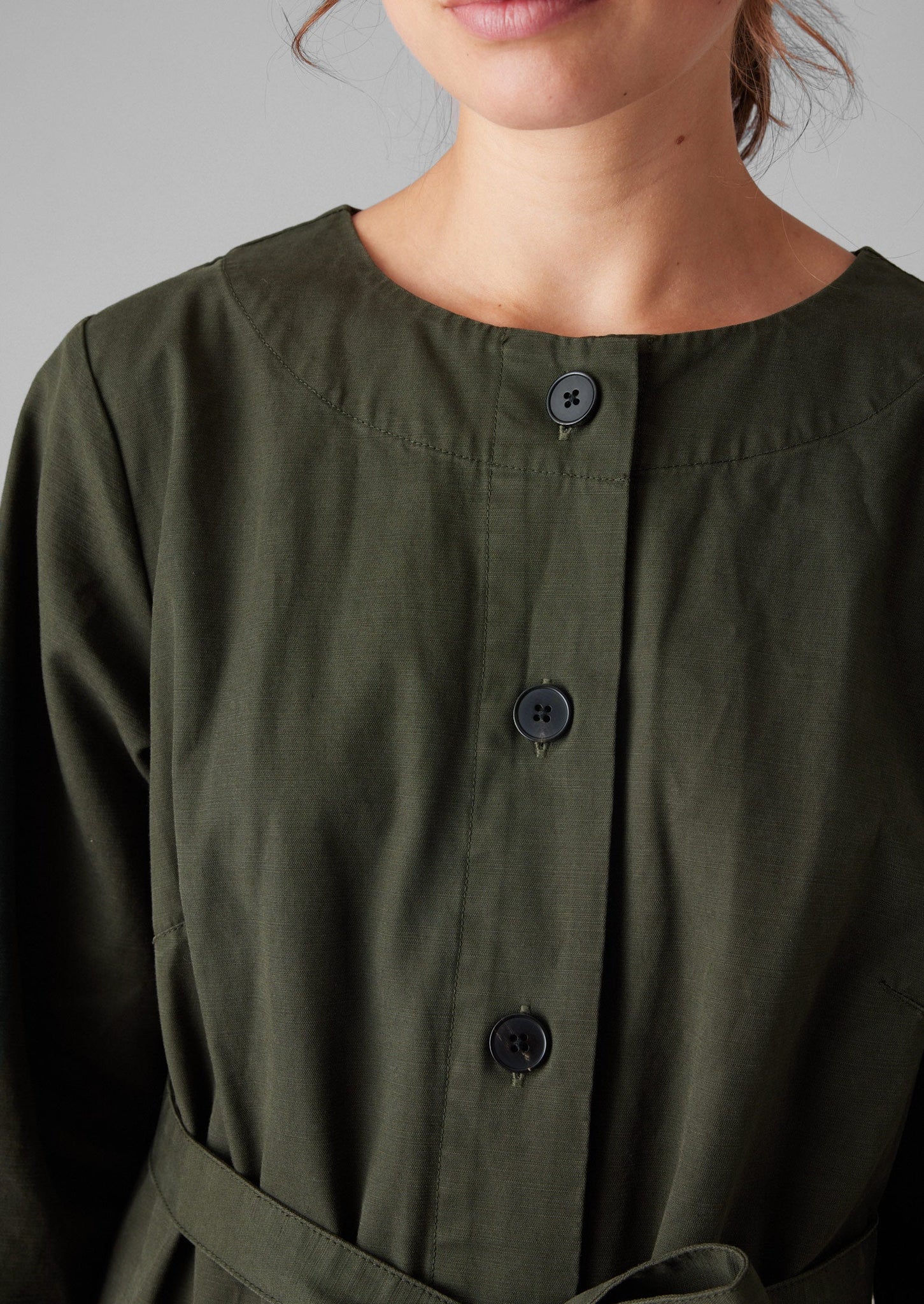 Buttoned Organic Cotton Dress | Duffle Green