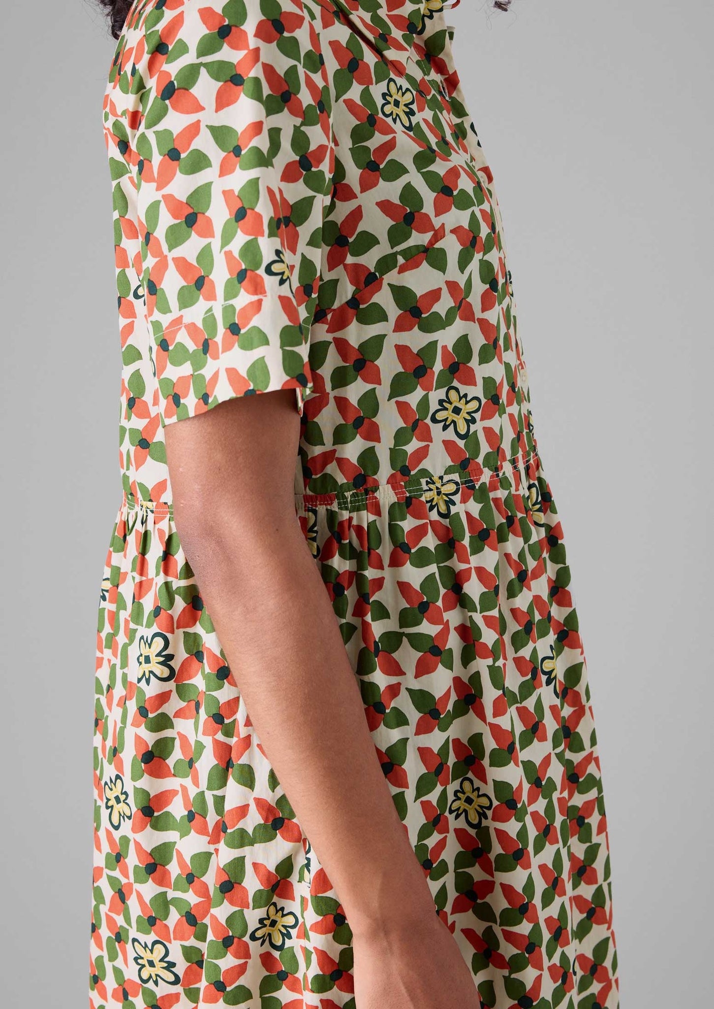 Selma Cotton Shirt Dress | Paprika/Warm Green