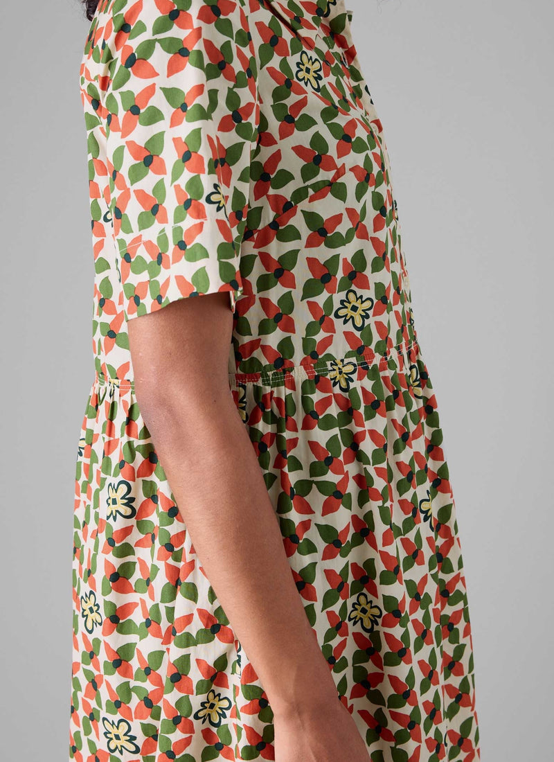 Selma Cotton Shirt Dress | Paprika/Warm Green