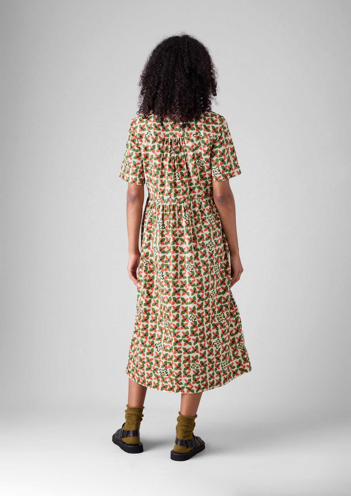 Selma Cotton Shirt Dress | Paprika/Warm Green