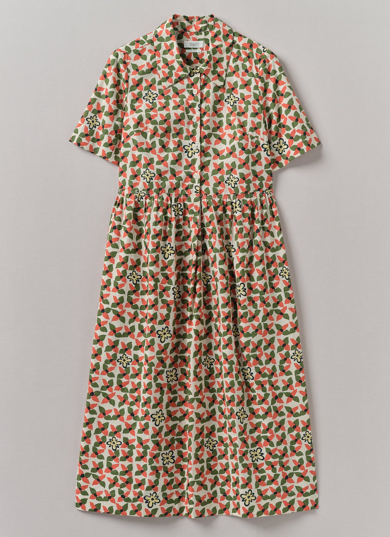 Selma Cotton Shirt Dress | Paprika/Warm Green