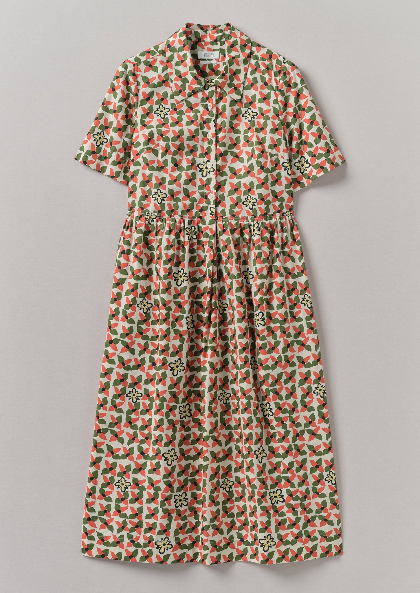 Selma Cotton Shirt Dress | Paprika/Warm Green