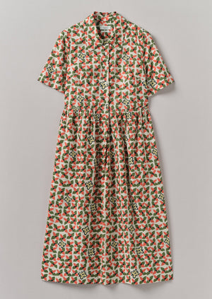Selma Cotton Shirt Dress | Paprika/Warm Green