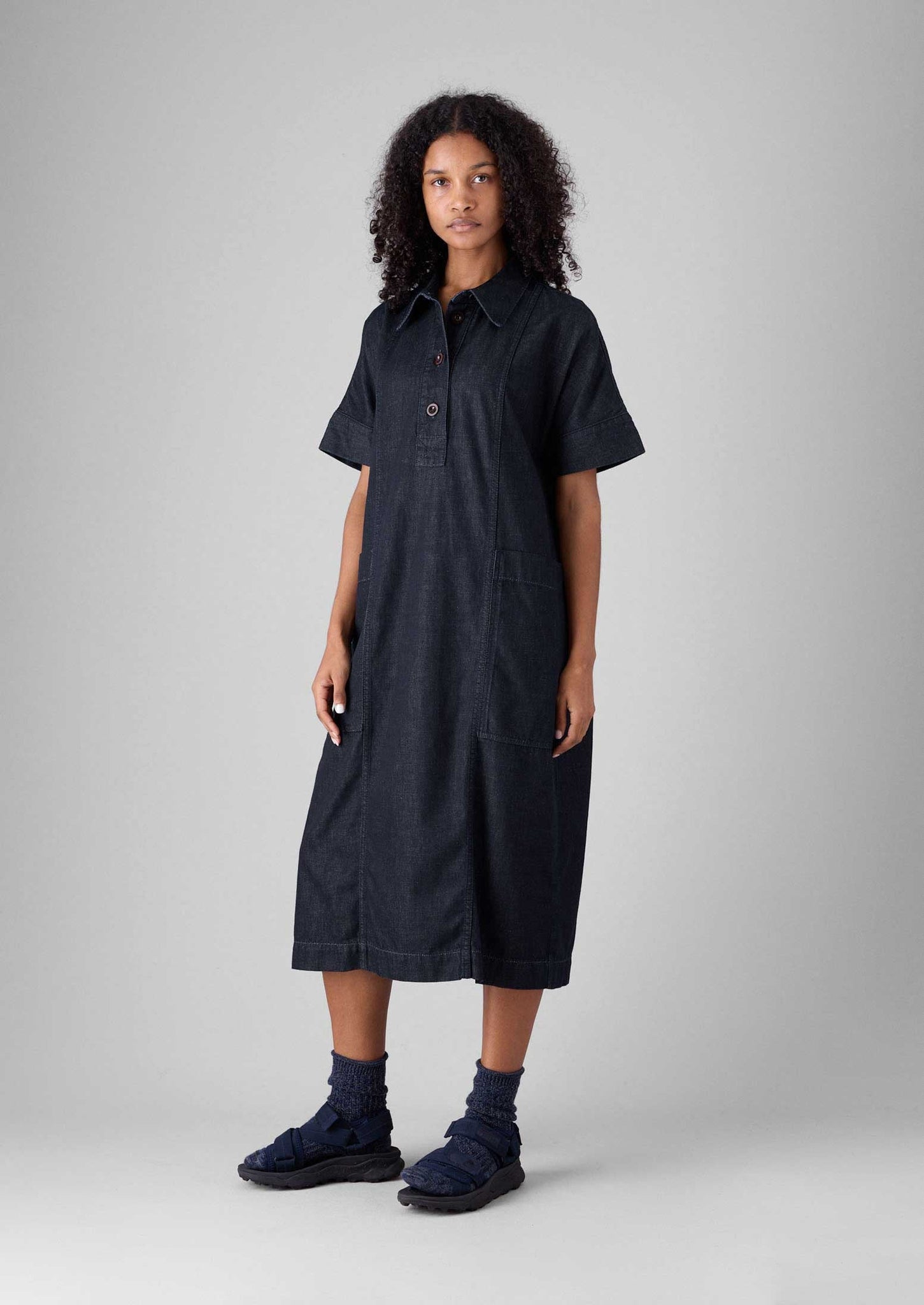 Cotton Denim Tunic Dress | Indigo