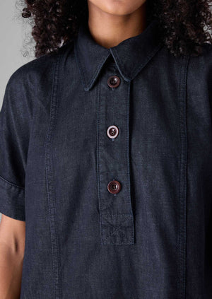 Cotton Denim Tunic Dress | Indigo