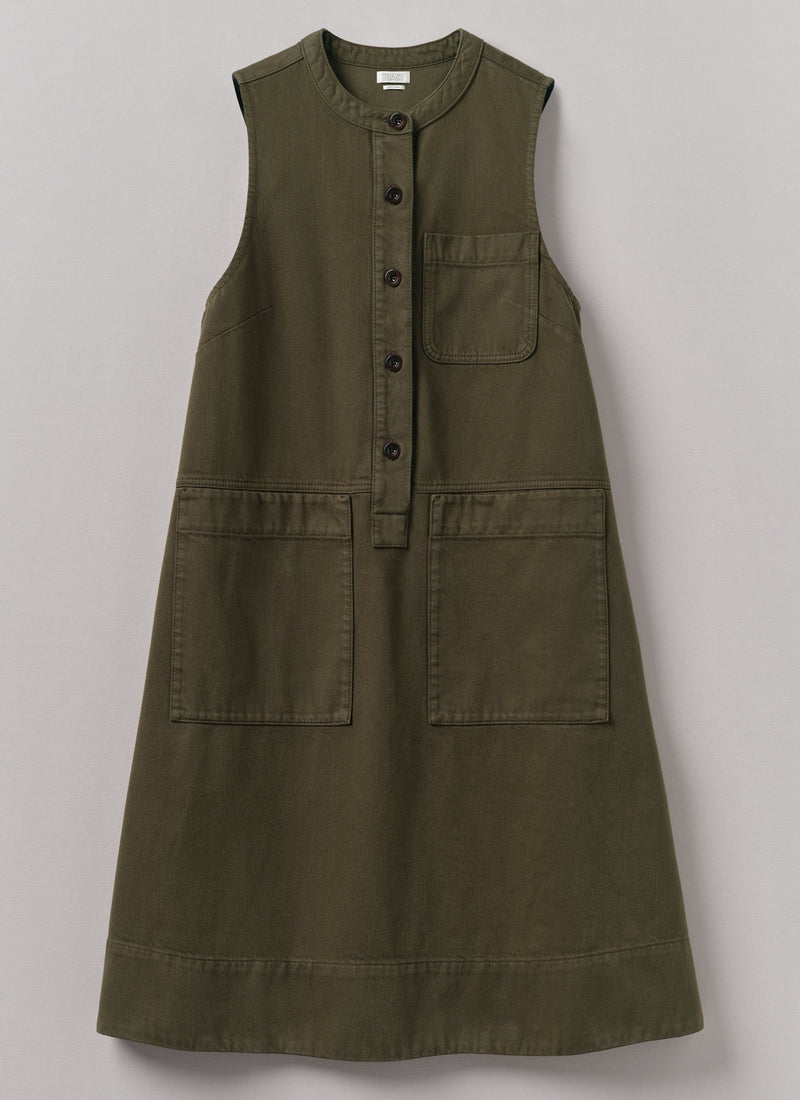 Garment Dyed Sleeveless Tunic Dress | Sap Green