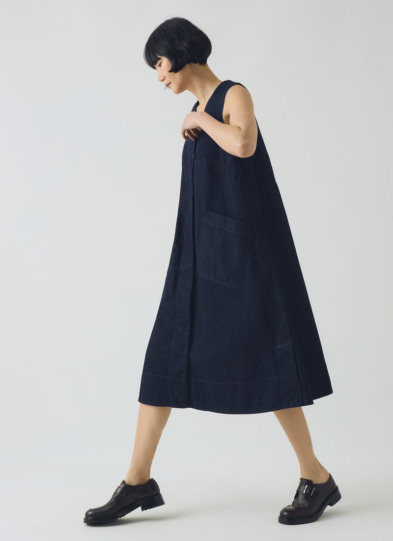 A Line Denim Tunic Dress | Indigo
