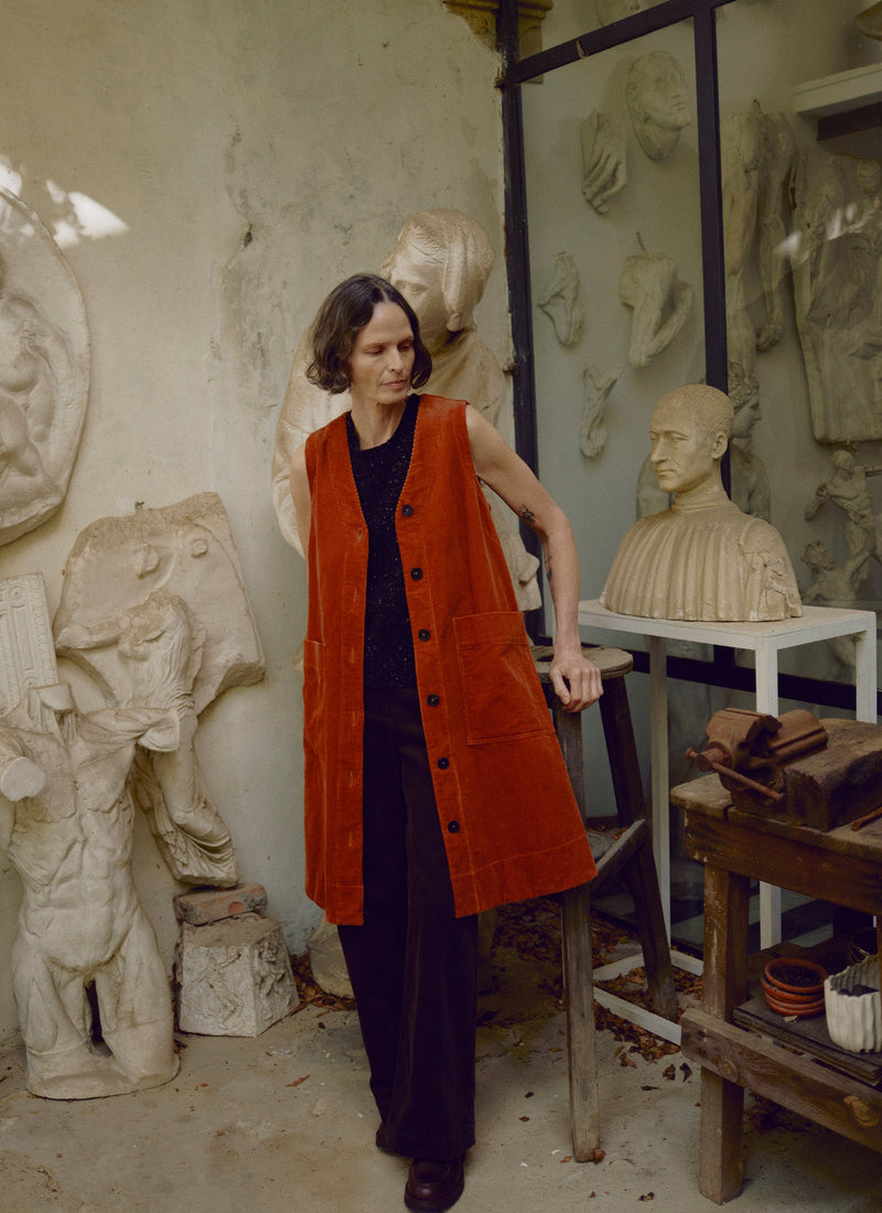 Cord A Line Dress | Burnt Sienna