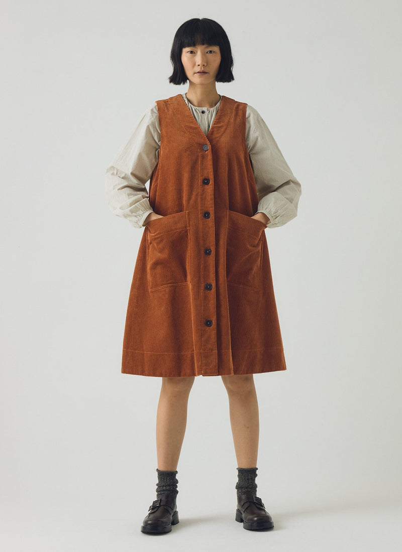 Cord A Line Dress | Burnt Sienna