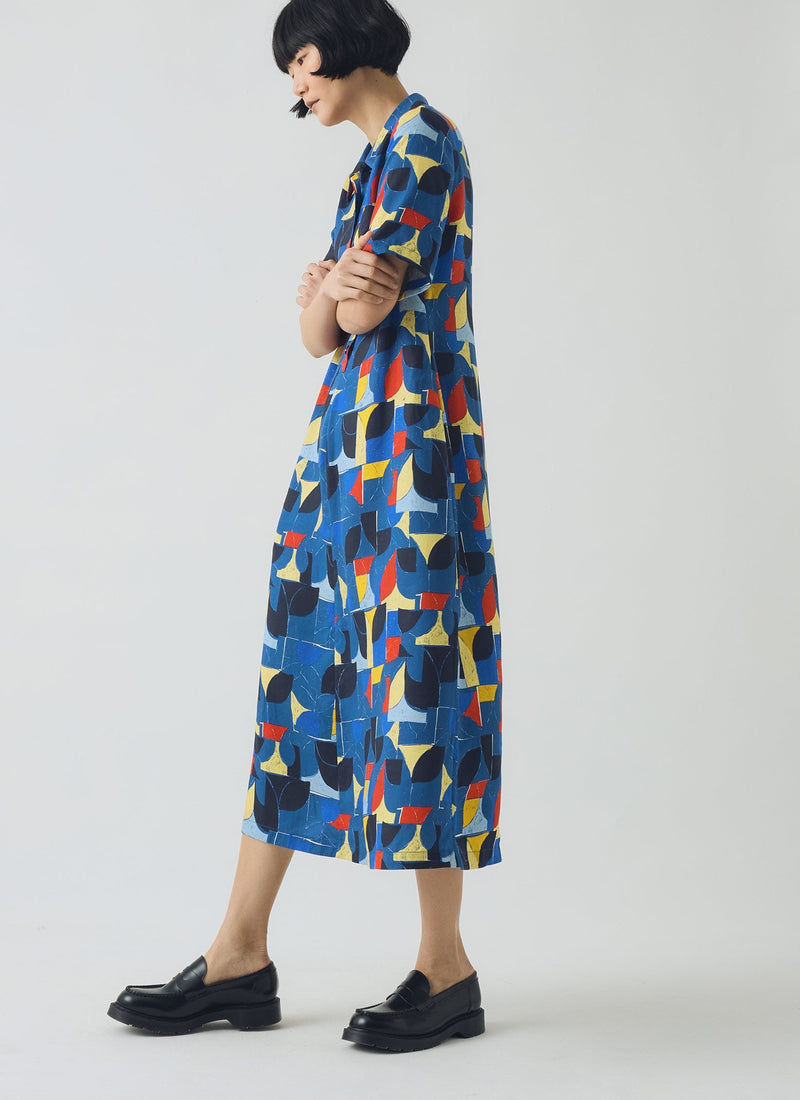 Paintbox Print Fluid Shirt Dress | Delft