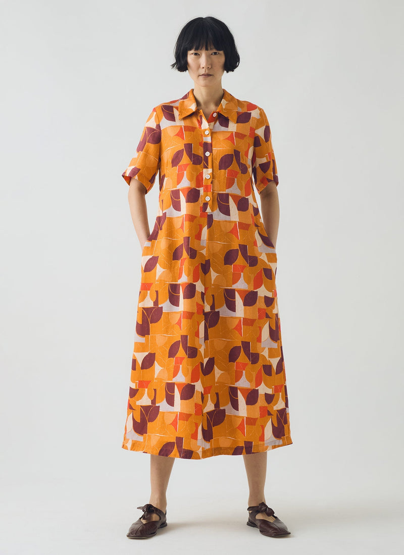 Paintbox Print Fluid Shirt Dress | Ginger