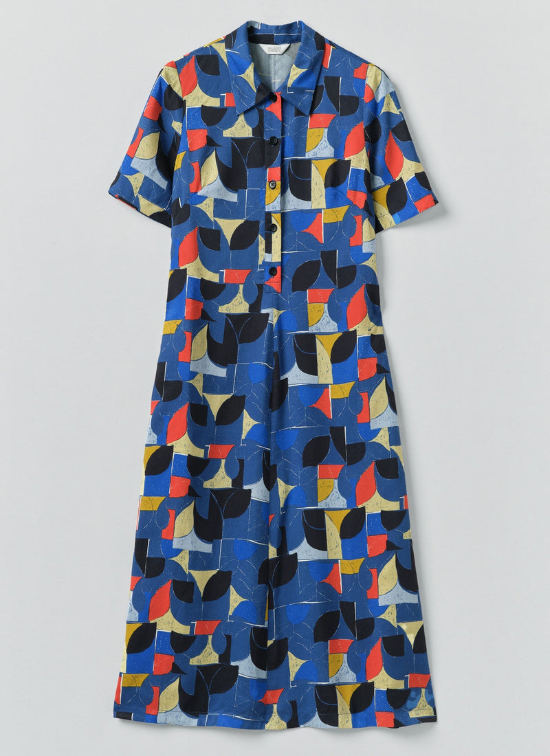 Paintbox Print Fluid Shirt Dress | Delft