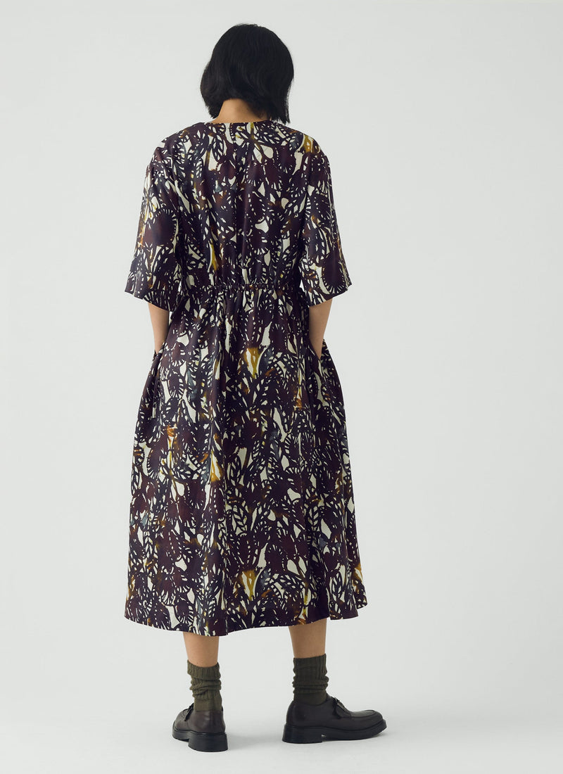 Dappled Leaves Print Dress | Chestnut