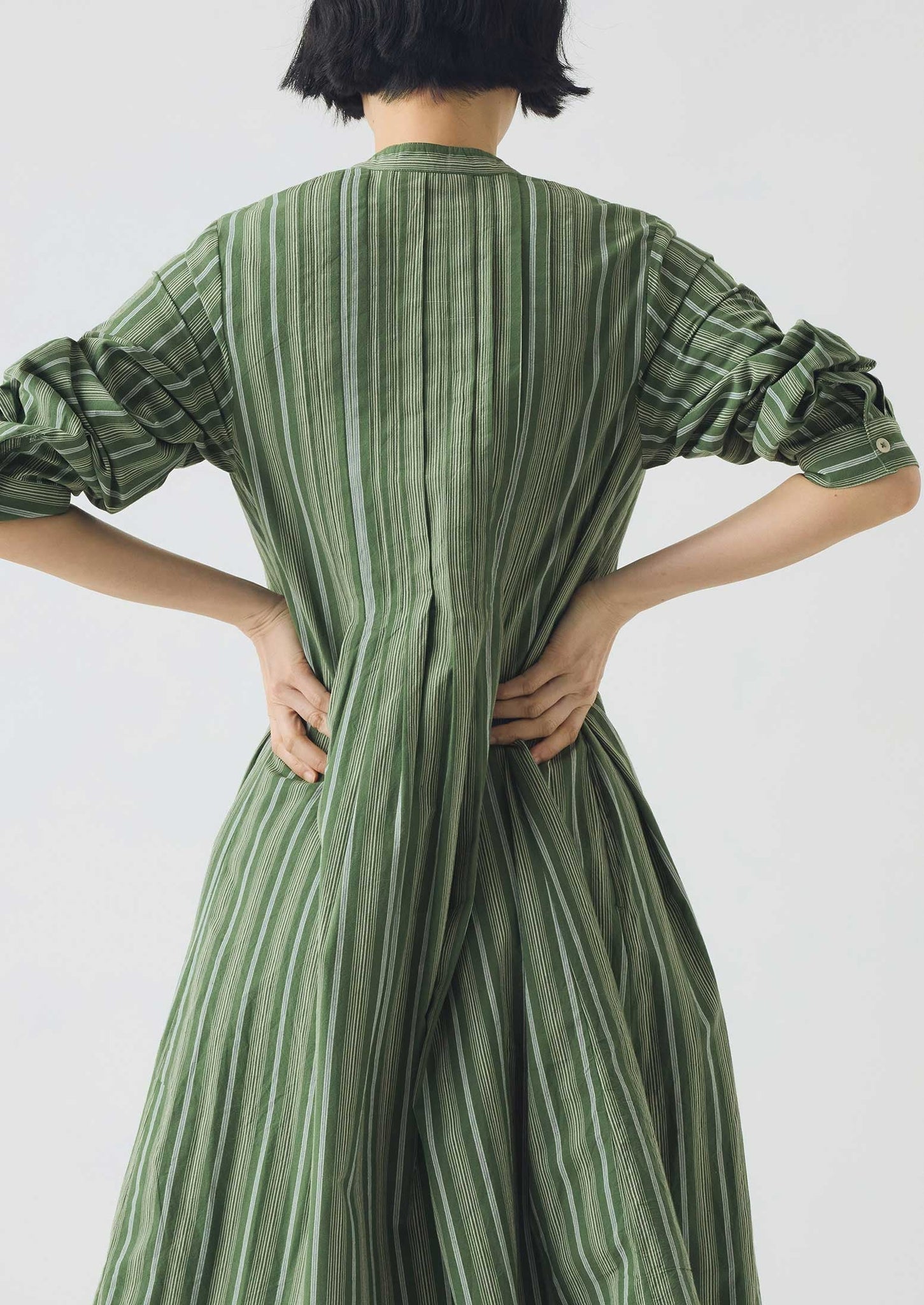 Sleepy Stripe Pintuck Dress | Forest Green