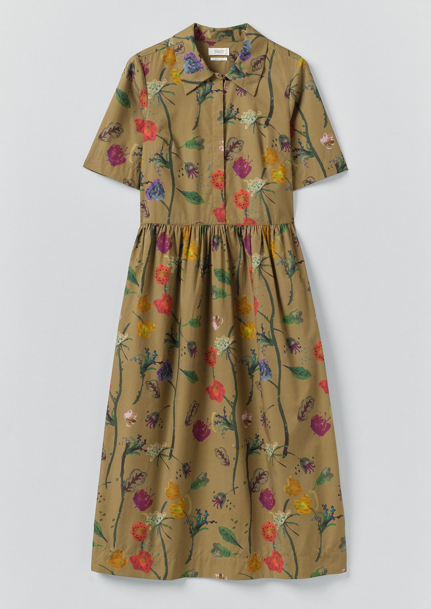 Archivist Floral Print Cotton Shirt Dress | Cumin