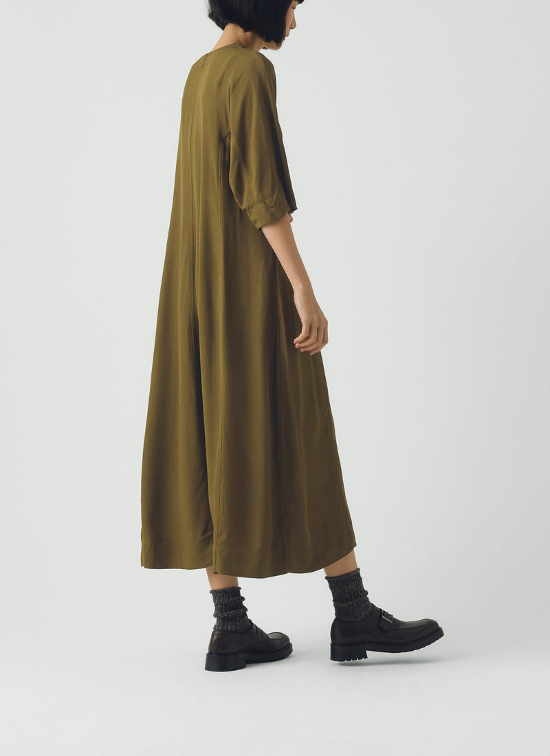 Satin Back Crepe Dress | Rich Olive
