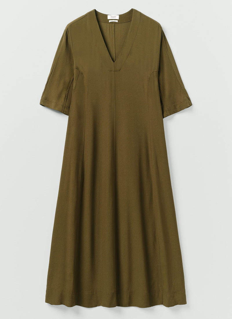 Satin Back Crepe Dress | Rich Olive