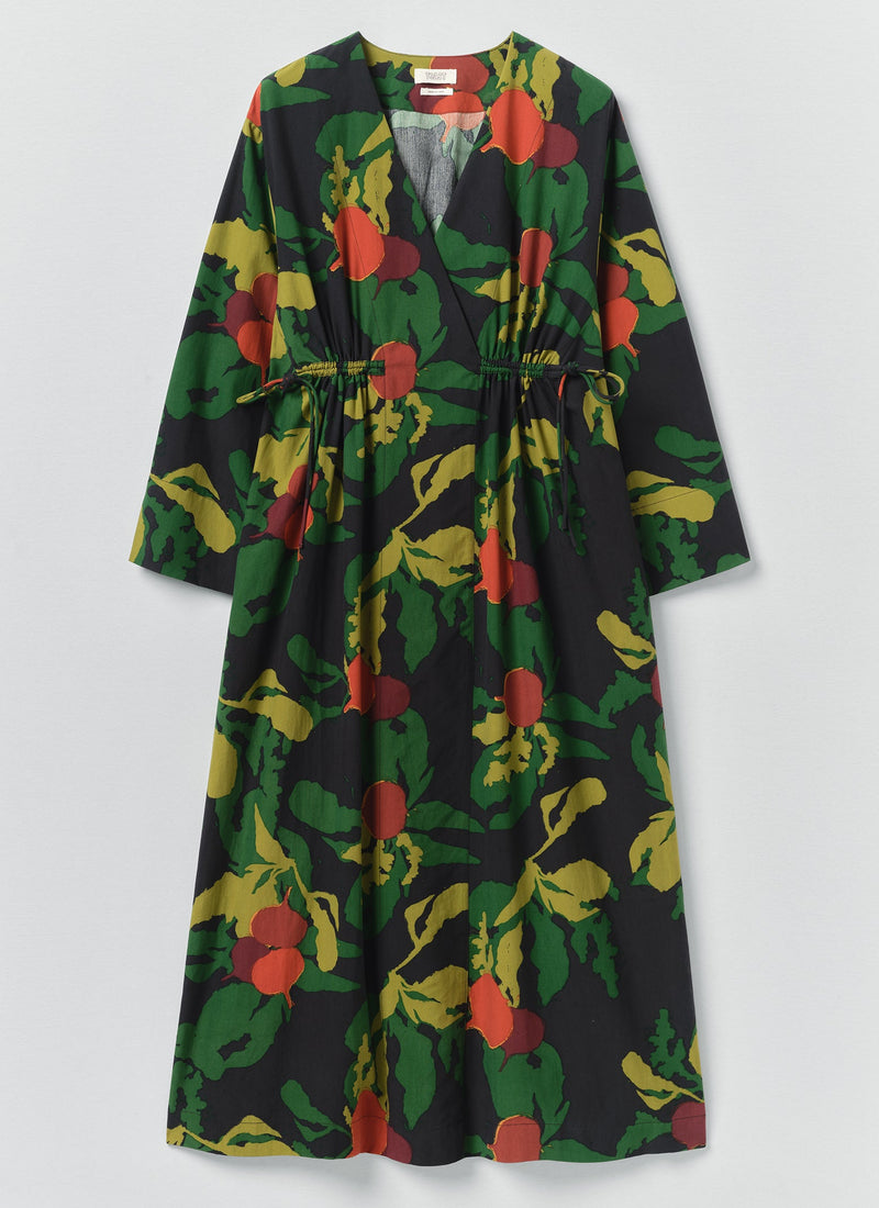 Produce Print Silk Cotton Dress | Slate