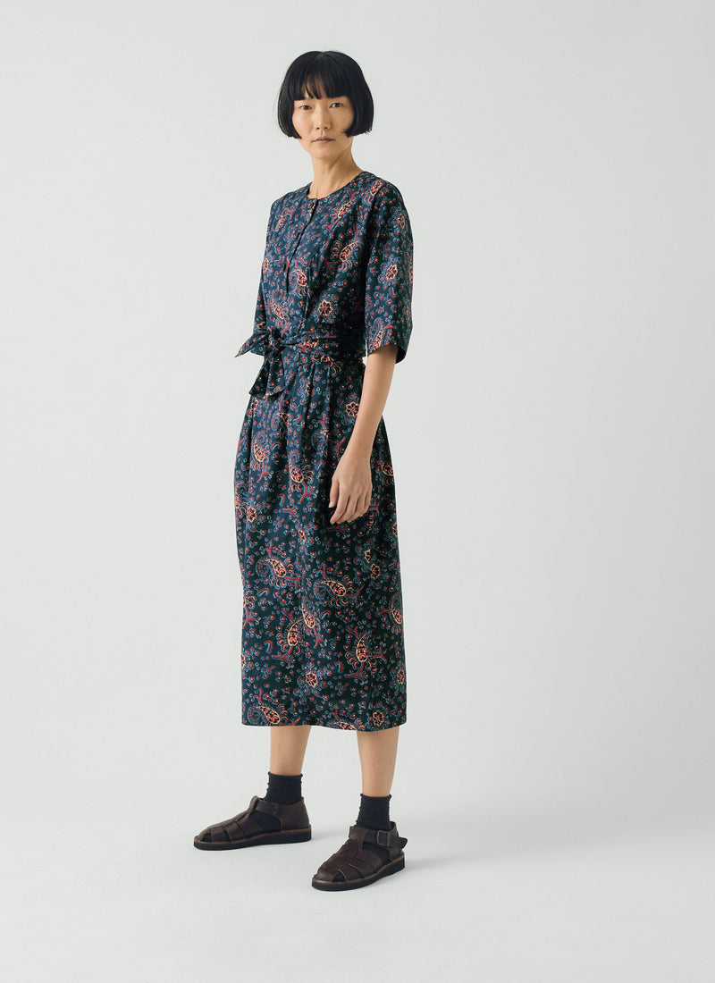 Provencal Paisley Print Cotton Poplin Dress | Provencal Blue
