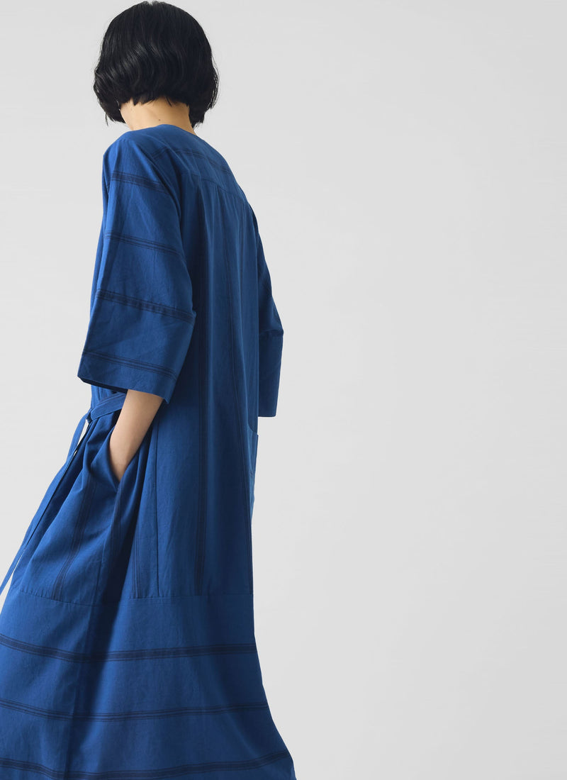 Tea Towel Stripe Cotton Dress | Cobalt Blue