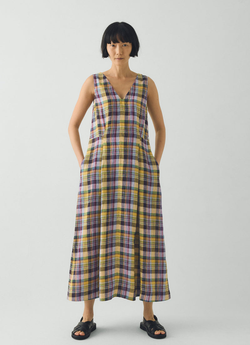 Gelato Check Linen Dress | Multi