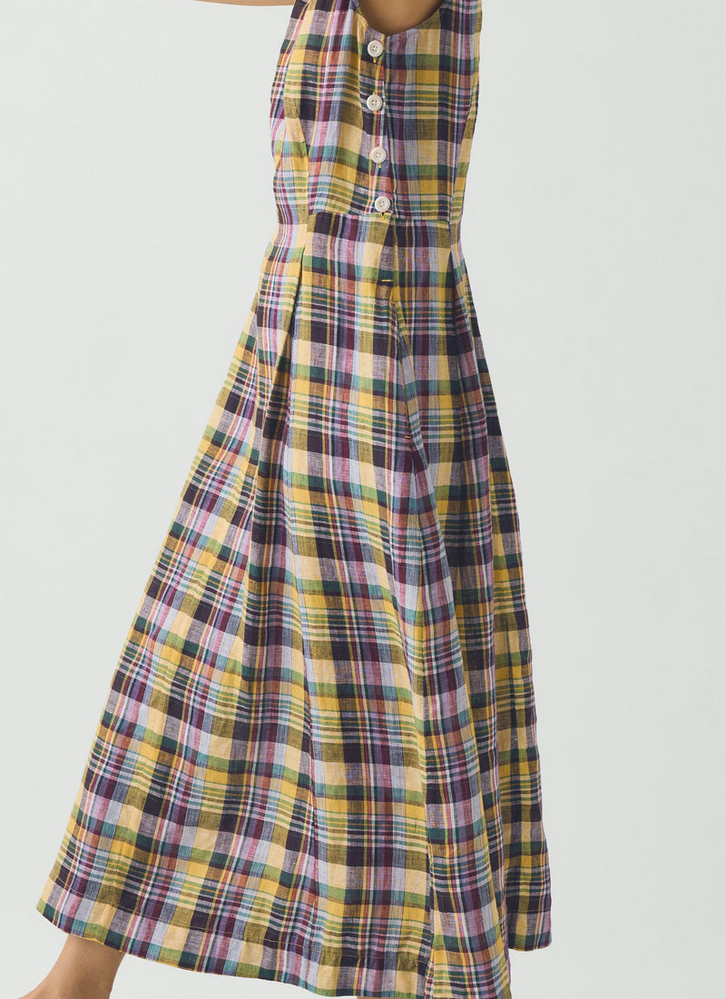 Gelato Check Linen Dress | Multi