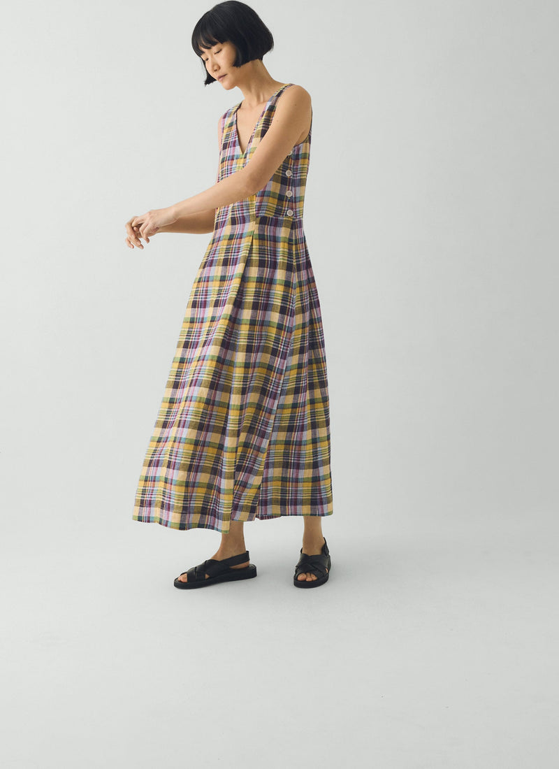 Gelato Check Linen Dress | Multi