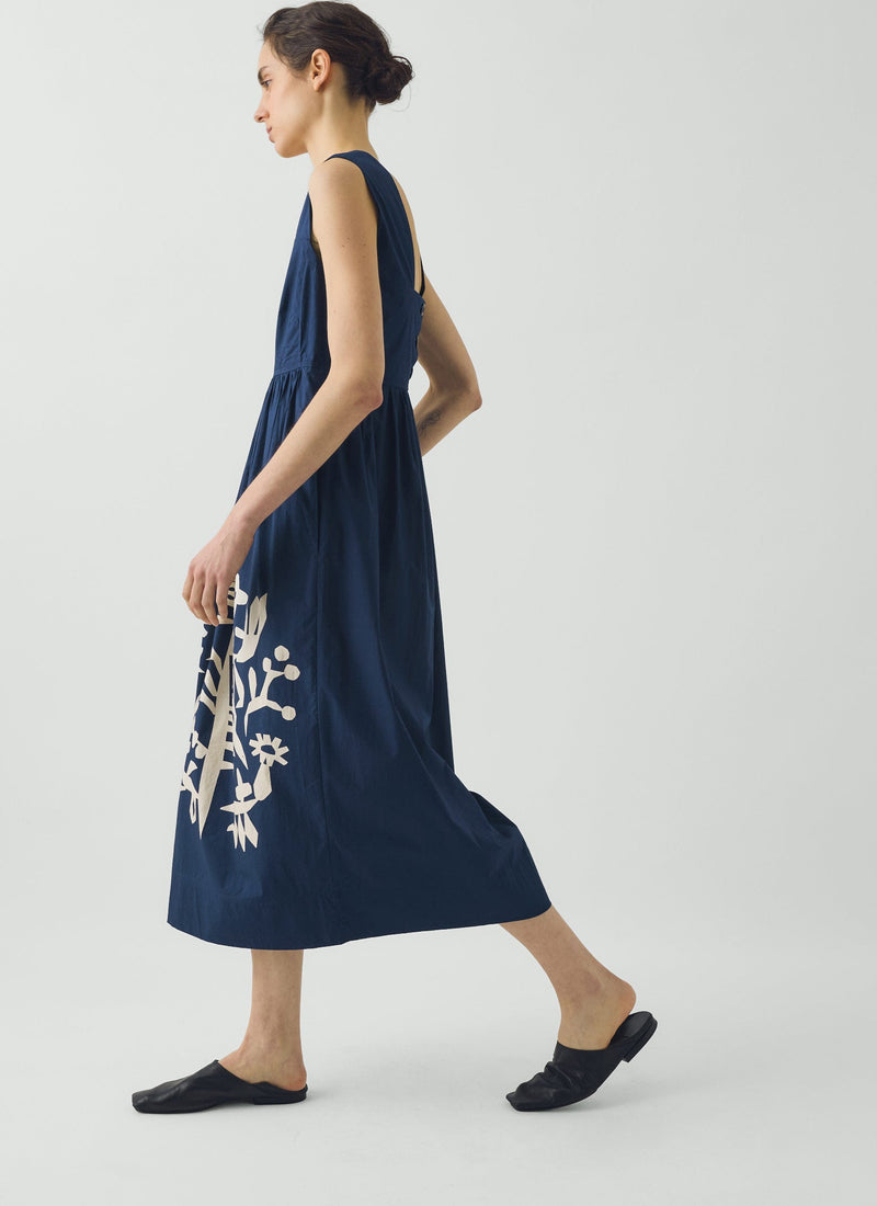 Emma Carlow Tree of Life Print Poplin Dress | Indigo Blue