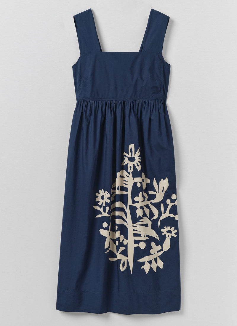 Emma Carlow Tree of Life Print Poplin Dress | Indigo Blue