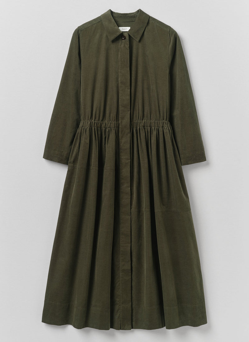 Cotton Needlecord Shirt Dress | Seaweed