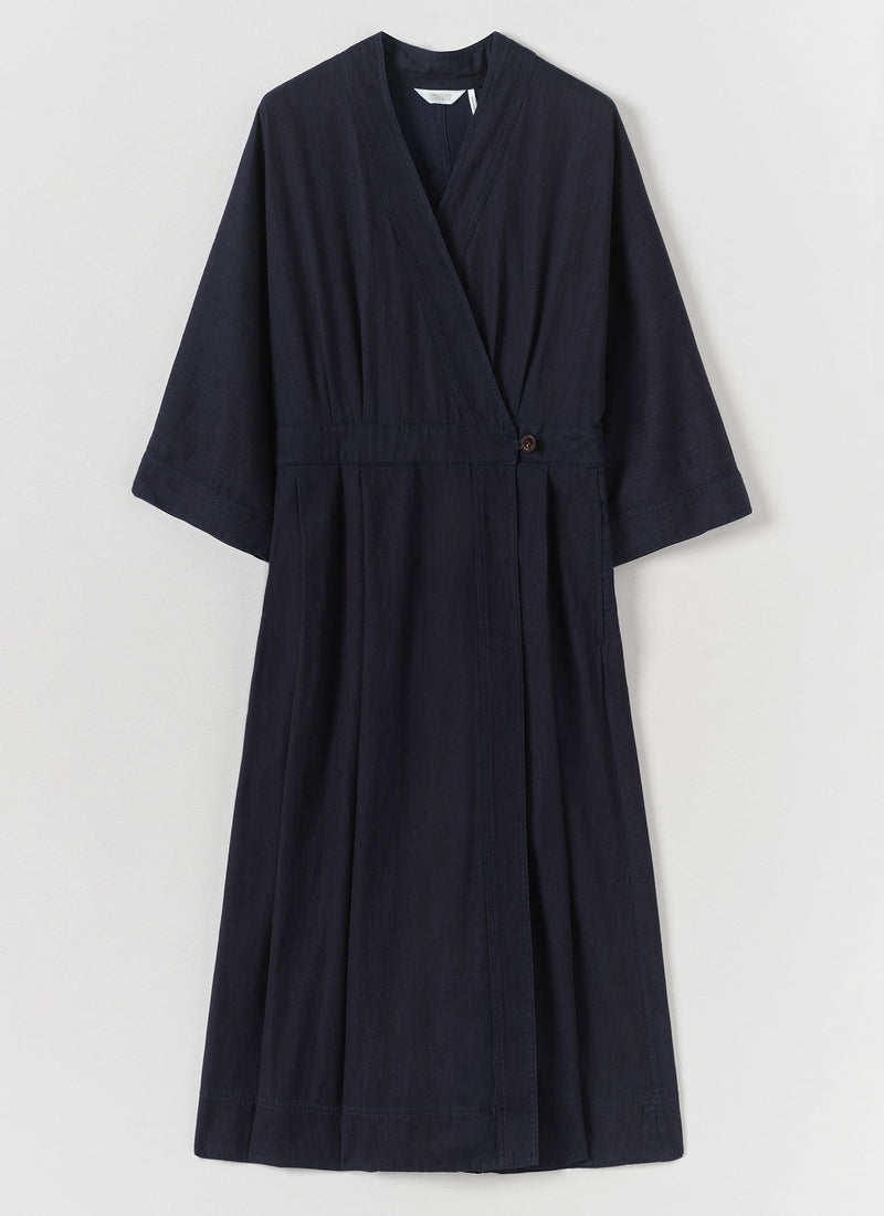 Indigo Twill Wrap Dress | Indigo